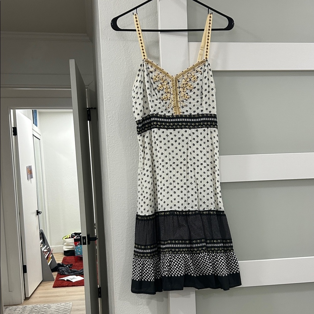 Free People Black and White Patterned Mini Dress